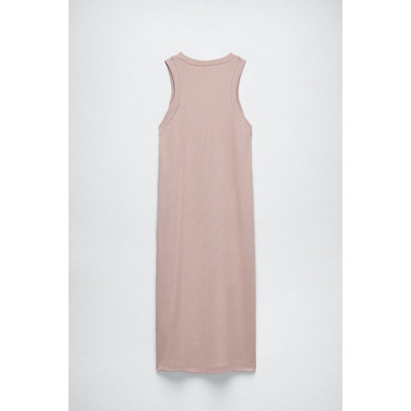 NWT Zara Nude Ribbed High Neck Midi Dress 1044/002/800 - Picture 4 of 6